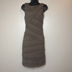 MSSP Dress Sleeveless Midi Bandage Brown Size S Pullover Stretchy Preppy Fitted